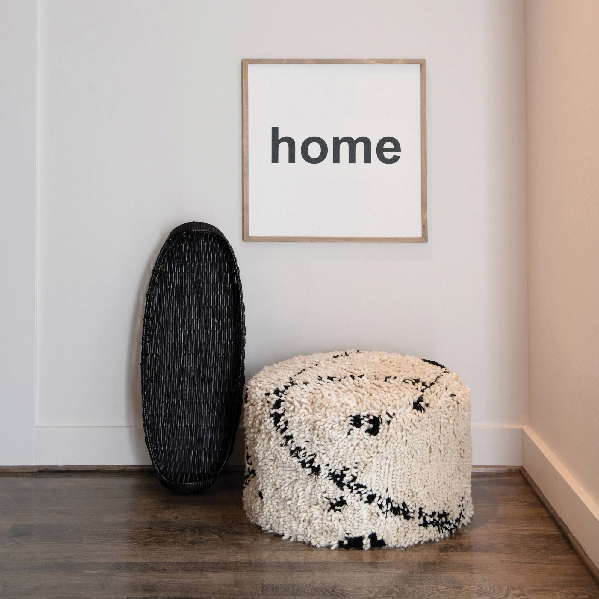 Hello Honey® 2.5ft. Black Hand-Woven Rattan Tray with Handles